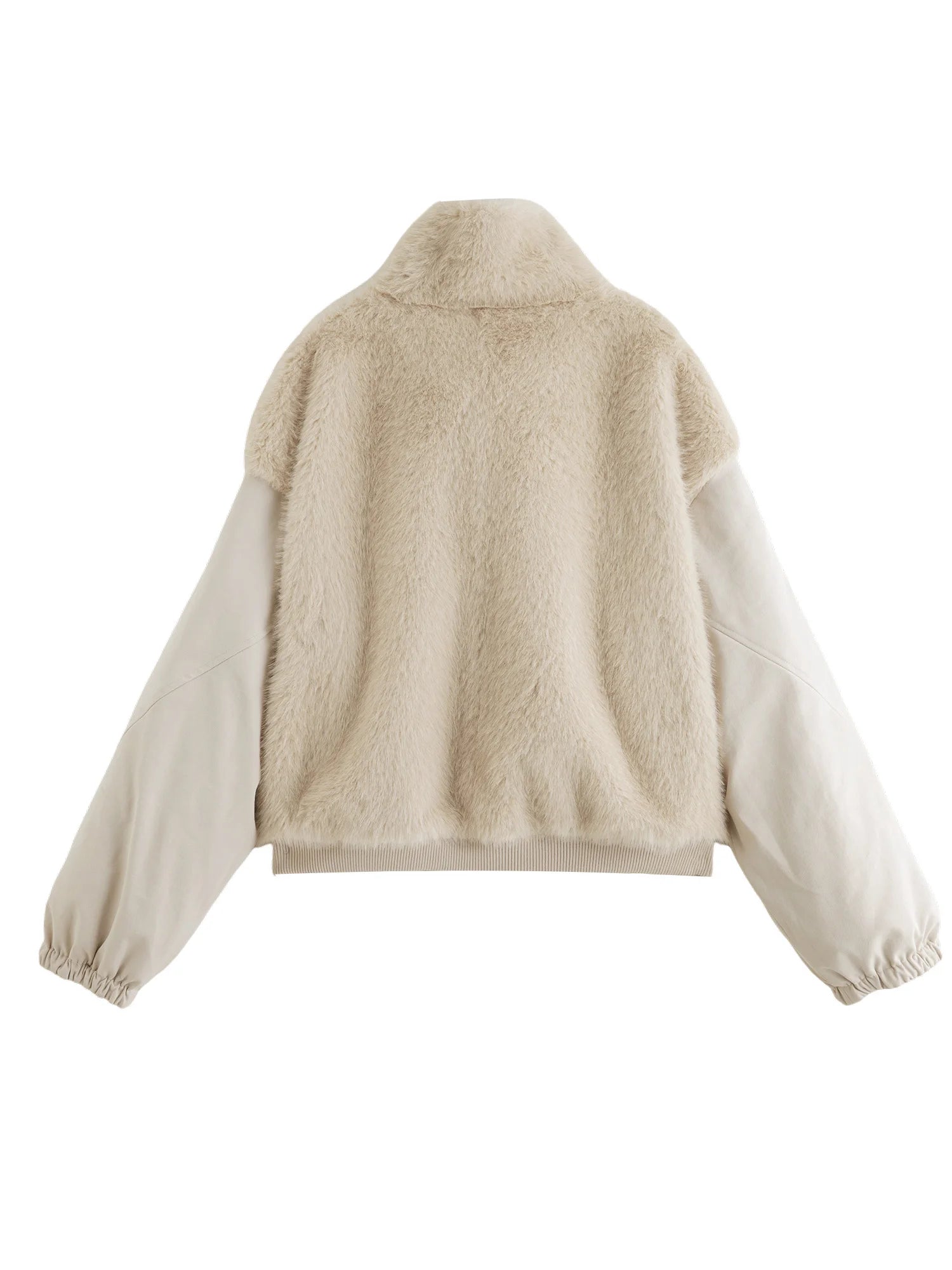 Veste courte réversible femme à col en fausse fourrure – style vintage workwear