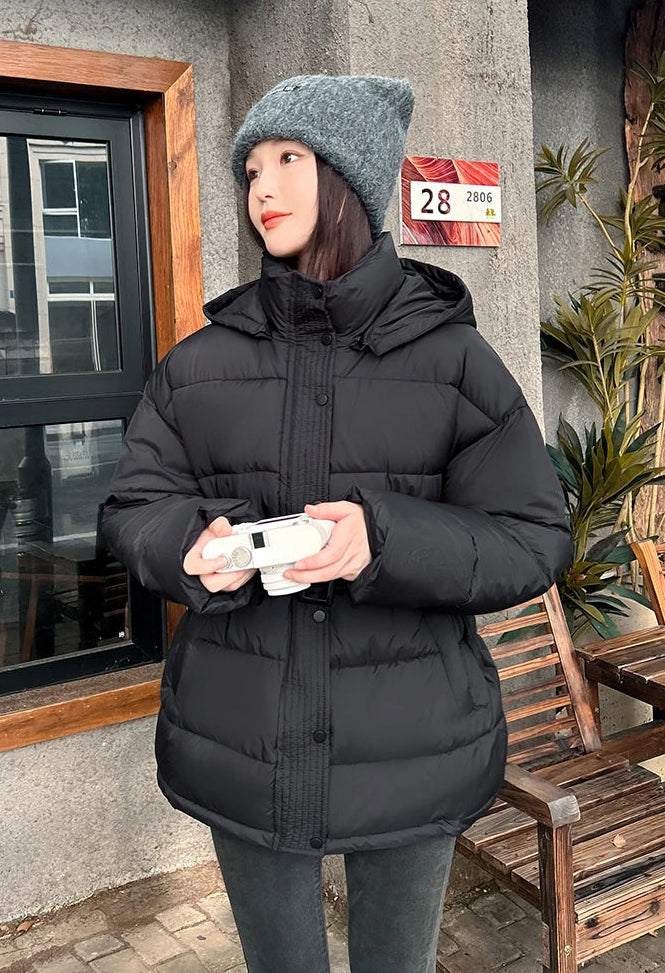 Manteau Matelassé Femme Hiver – Coupe Ample Zippée avec Ceinture