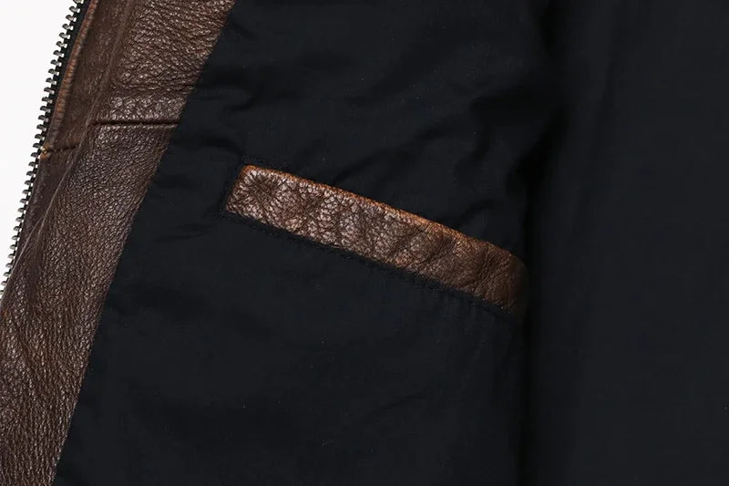 Veste Motard Homme en Cuir Véritable Camel – Style Vintage Slim - Vestico