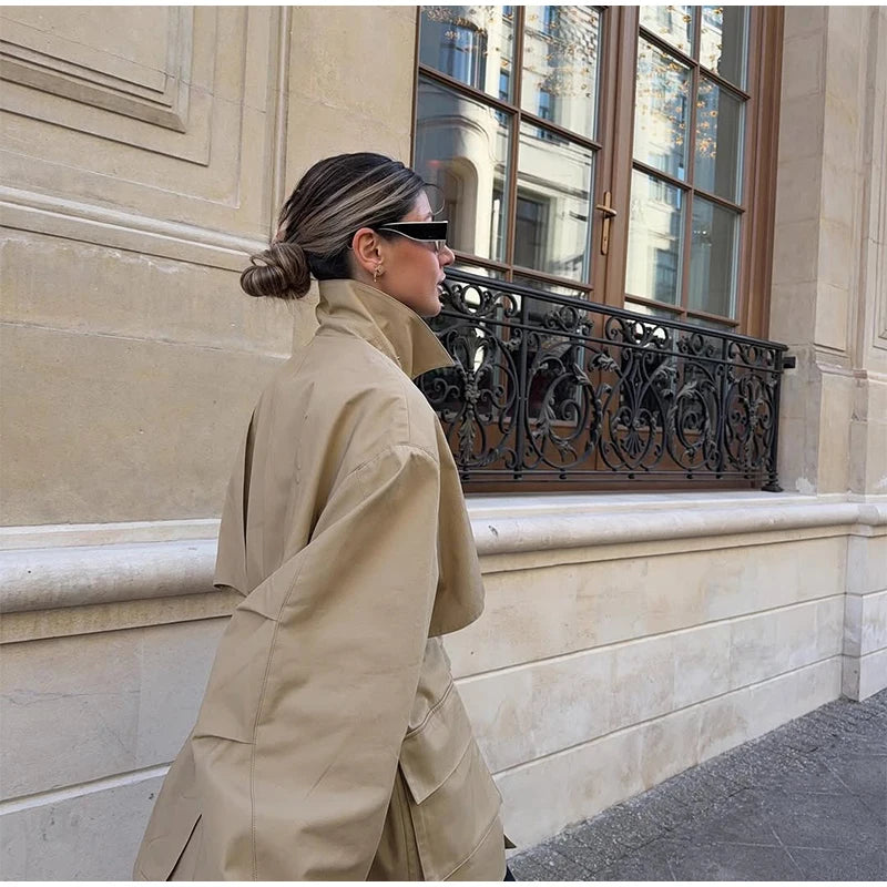 Trench Court Ceinturé Femme – Élégance Khaki - Vestico