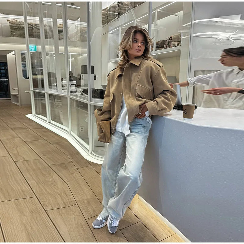 Manteau Court Femme Chic – Col Montant, Fermeture Zippée et Poches - Vestico