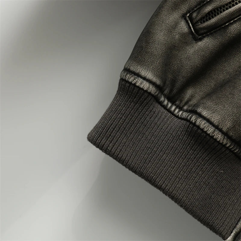 Veste Femme Vintage en Simili Cuir Lavé – Col Montant, Zippée, Style Motard Chic - Vestico