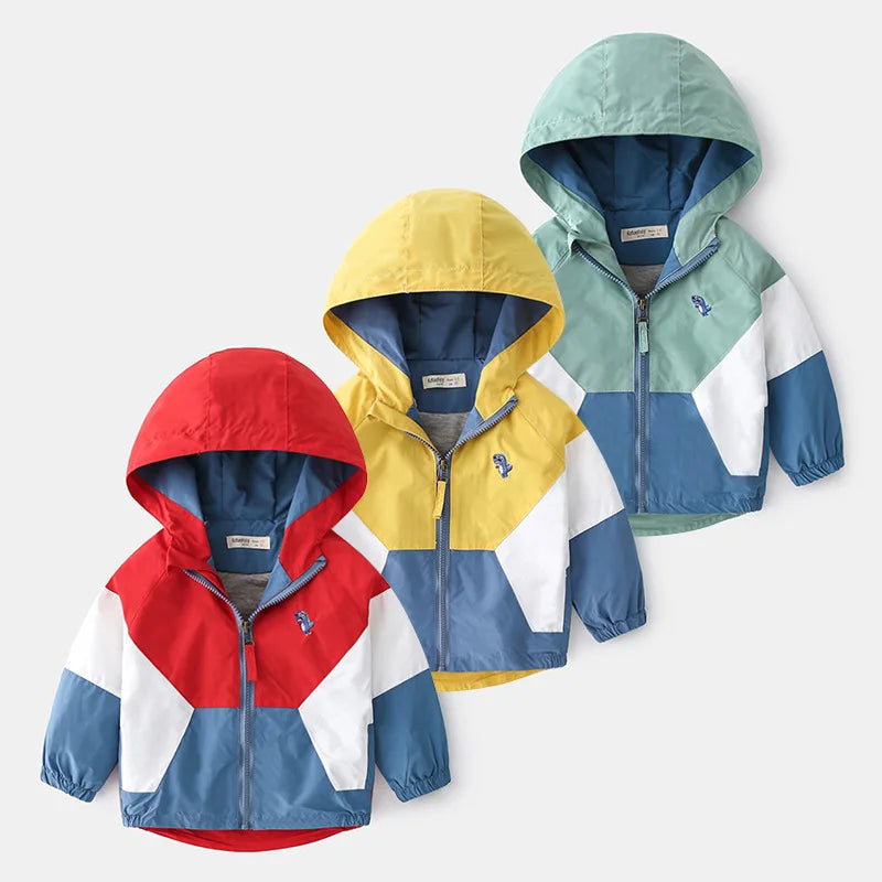 Boys Spring Autumn Coats Kids Jackets Toddler Hooded Windbreaker With Pocket Children Zipper Outerwear Baby Clothes 2-7 Years - Vestico