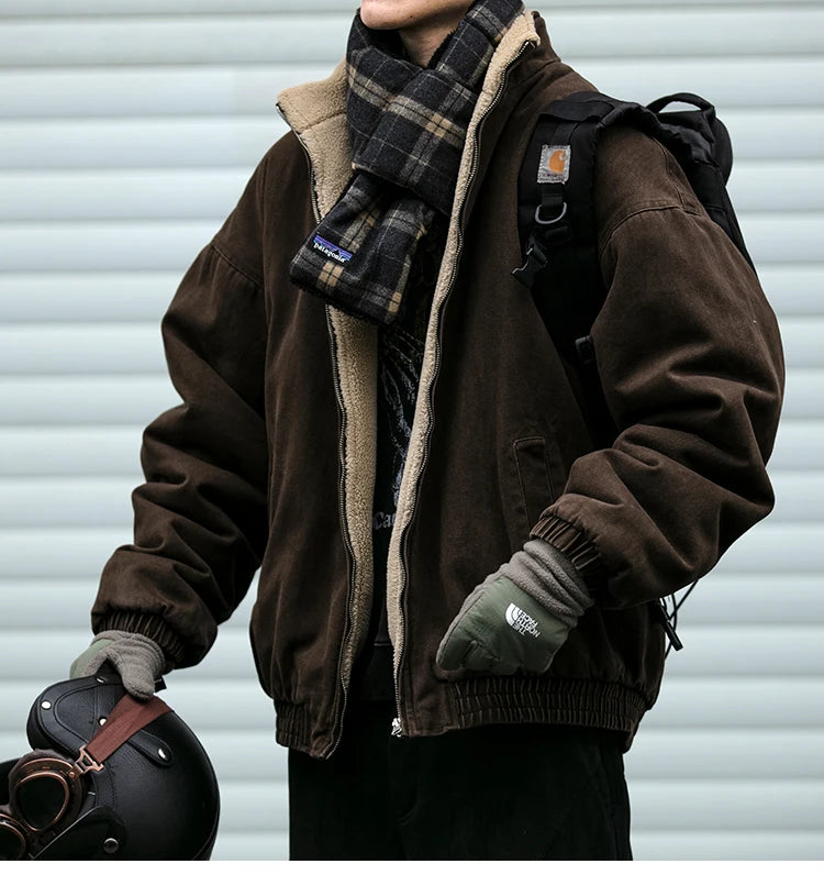 Veste Polaire Japonaise Vintage Homme – Épaisse et Chaude, Style Coréen Streetwear Décontracté - Vestico