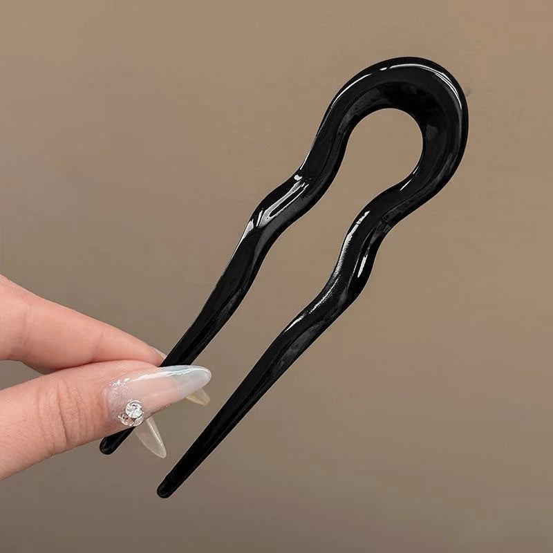 Pic à Cheveux en U Effet Écaille – Barrette Géométrique Élégante