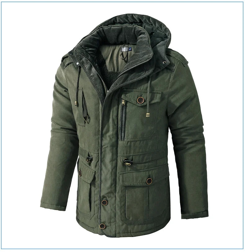 Parka Homme Chaude à Capuche Amovible – Veste Hiver LZLLTT en Polaire et Coton Décontractée - Vestico