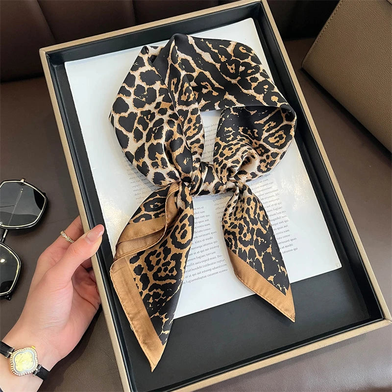 Bohemian Style Print Luxury Brand Silk Square Scarf Women Satin Shawls Neckerchief Wrap Scarves Bandana Hair Hjiab Floral - Vestico