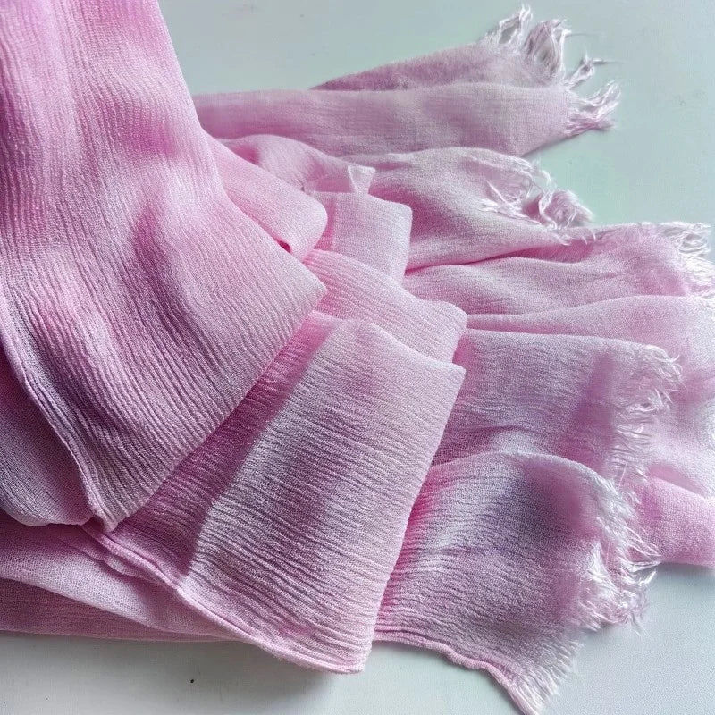 61 Colors Soft Cotton Viscose Scarf Rayon Material Muslim Hijab Mid Eastern Plain Solid Color Headscarf With Tassel - Vestico