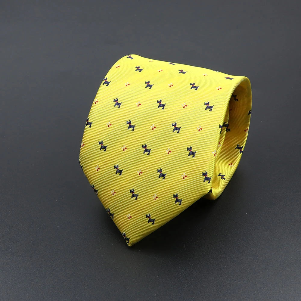 Cravate Homme Imprimée – Motifs Chiens, Rayures & Style Élégant