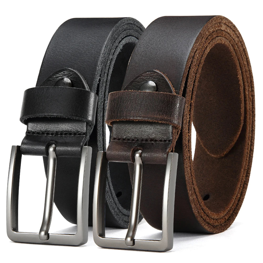 Ceinture Homme en Cuir – Boucle à Ardillon Métallique & Style Casual