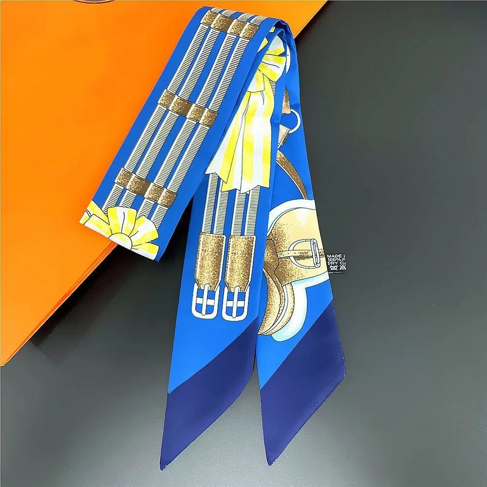 Foulard Femme Imprimé – Écharpe Fine en Soie, Accessoire pour Sac & Cheveux - Vestico