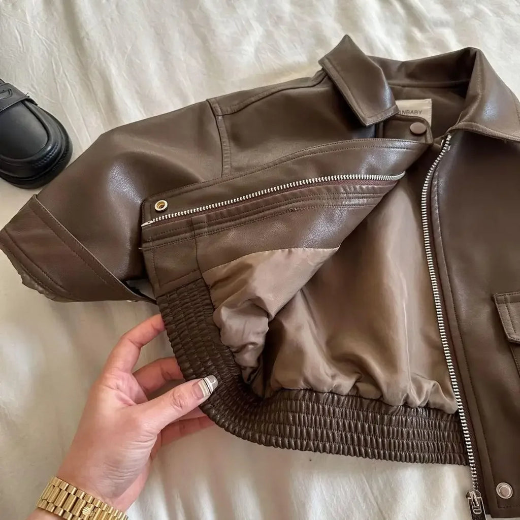 Veste Simili-Cuir Enfant Unisexe, Style Coréen Chic - Vestico