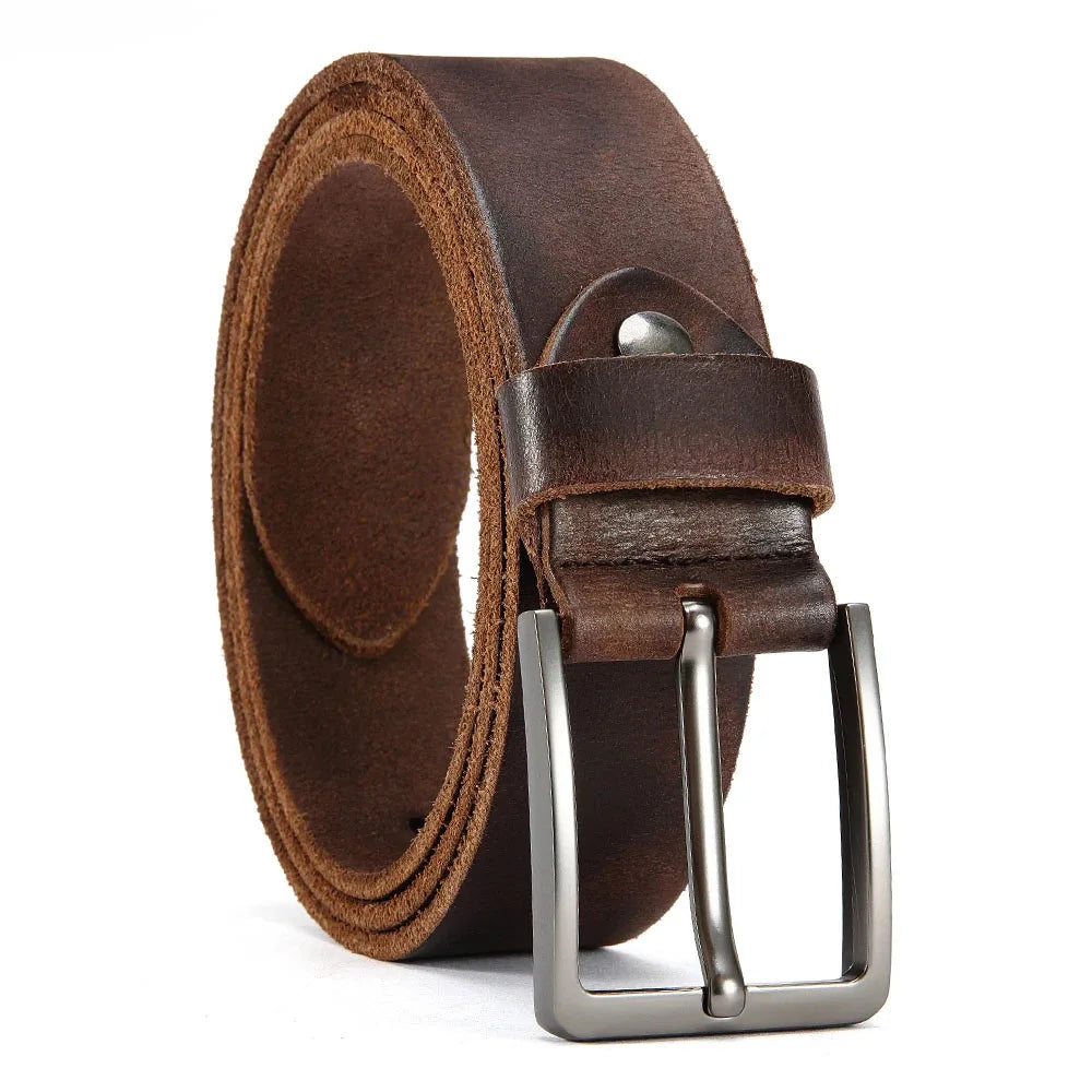 Ceinture Homme en Cuir – Boucle à Ardillon Métallique & Style Casual