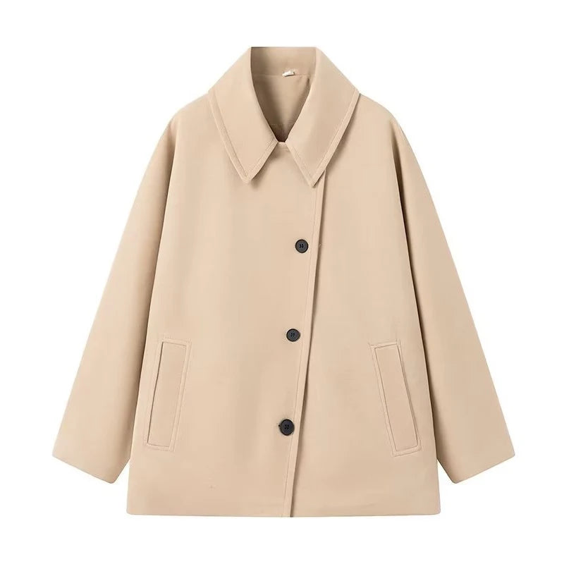 Manteau Court Femme Chic – Col Montant, Fermeture Zippée et Poches - Vestico
