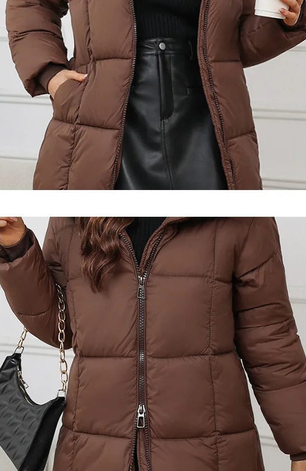 Doudoune Longue Femme Épaisse à Capuche – Manteau Chaud Automne Hiver 2024