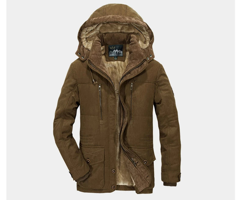 Veste Hivernale Homme Épaisse et Chaude – Capuche Amovible, Style Armée Décontracté