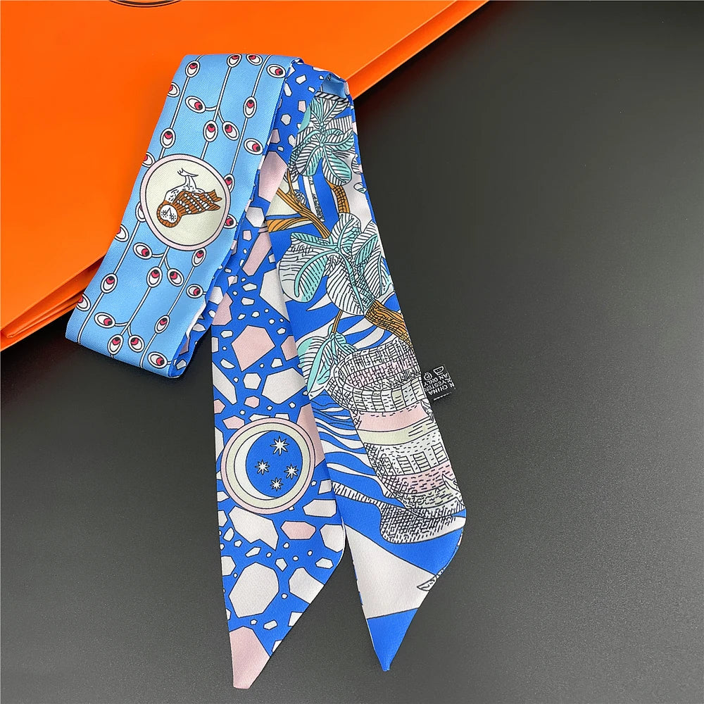 Foulard Femme Imprimé – Écharpe Fine en Soie, Accessoire pour Sac & Cheveux - Vestico
