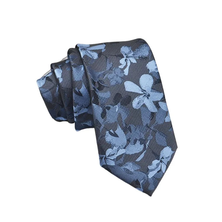 Cravate Homme en Jacquard – Motifs Floraux & Pois, 145 × 8 cm