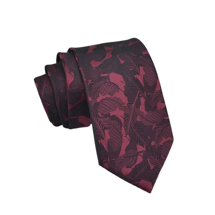 Cravate Homme en Jacquard – Motifs Floraux & Pois, 145 × 8 cm