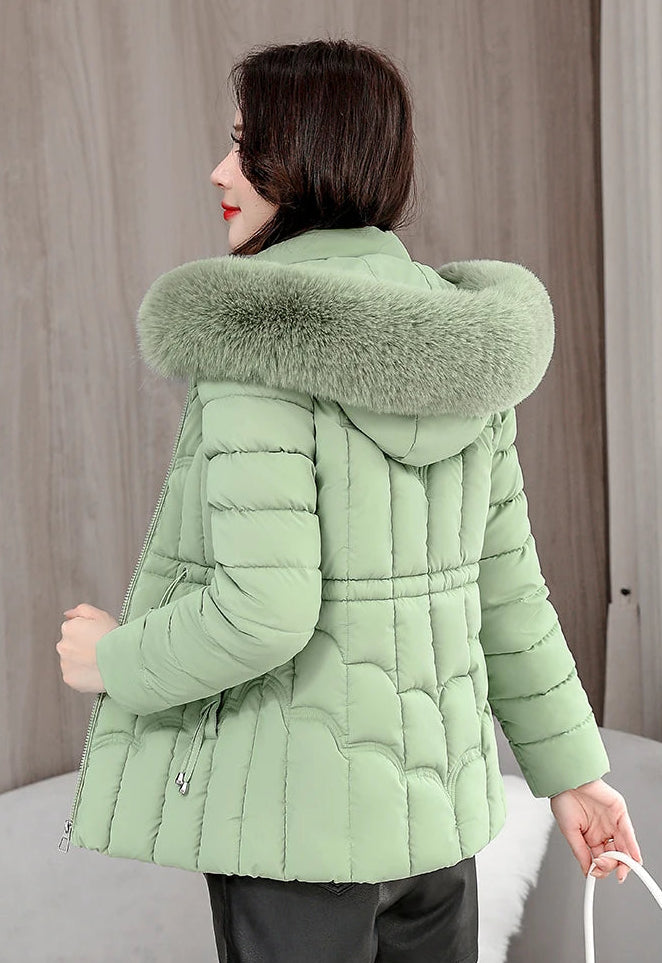 Doudoune Courte Femme à Capuche, Manteau Chaud Hiver 2025