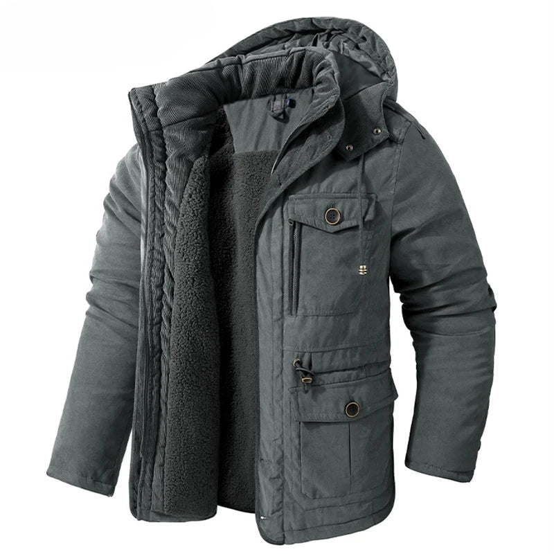 Parka Homme Chaude à Capuche Amovible – Veste Hiver LZLLTT en Polaire et Coton Décontractée - Vestico