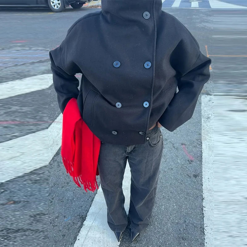 Veste Femme Laine & Cachemire Col Roulé – Style Casual Automne/Hiver 2025 - Vestico