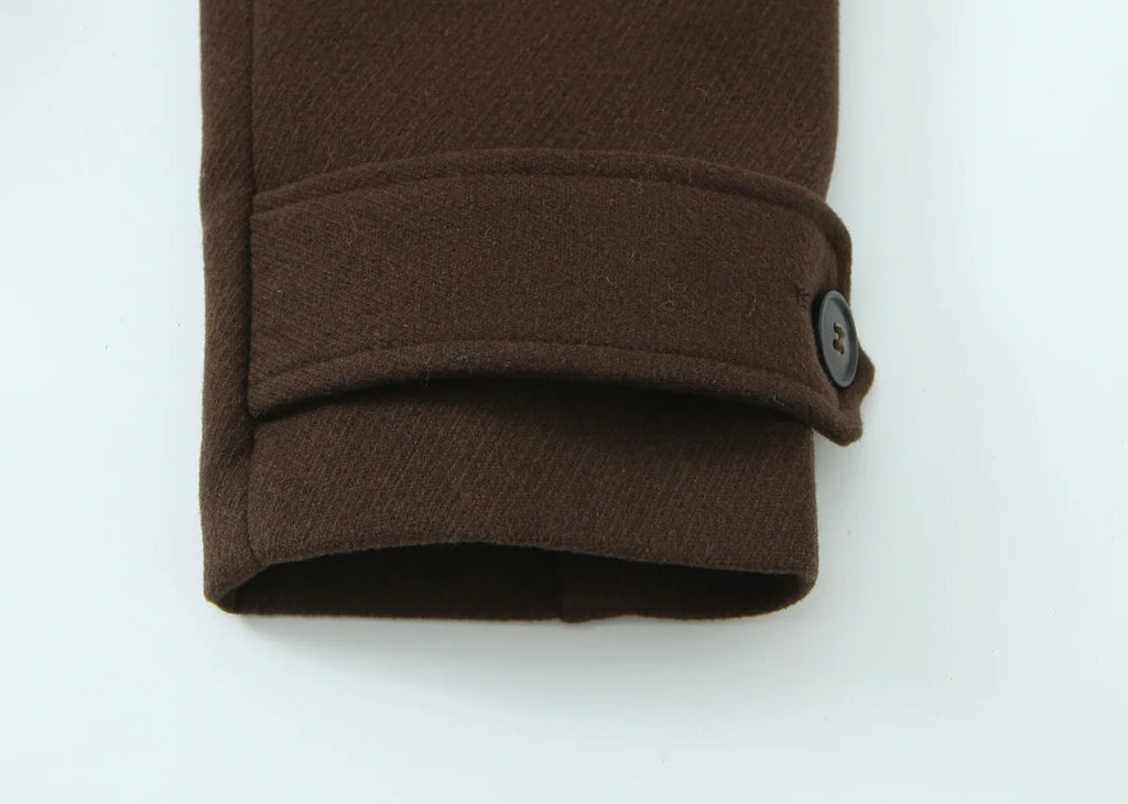 Manteau court femme vintage chic à double boutonnage avec poches