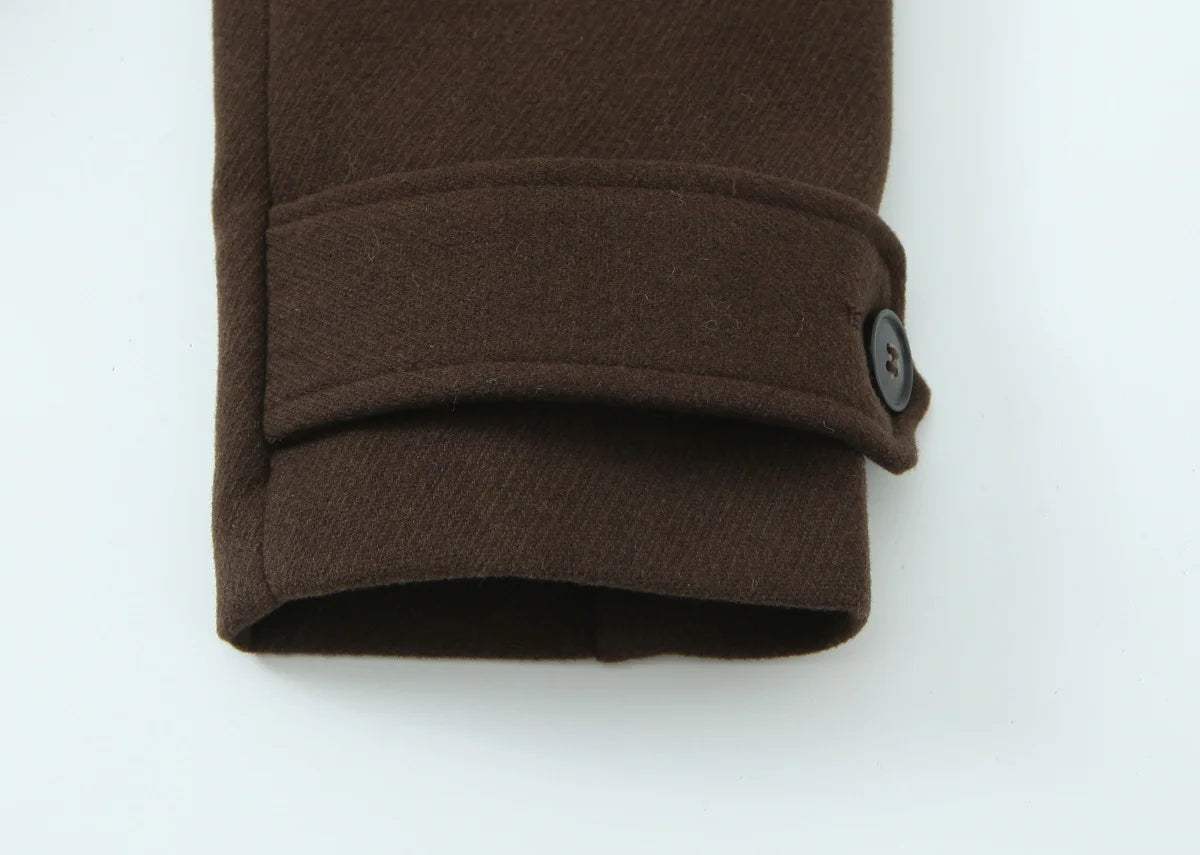 Manteau court femme vintage chic à double boutonnage avec poches