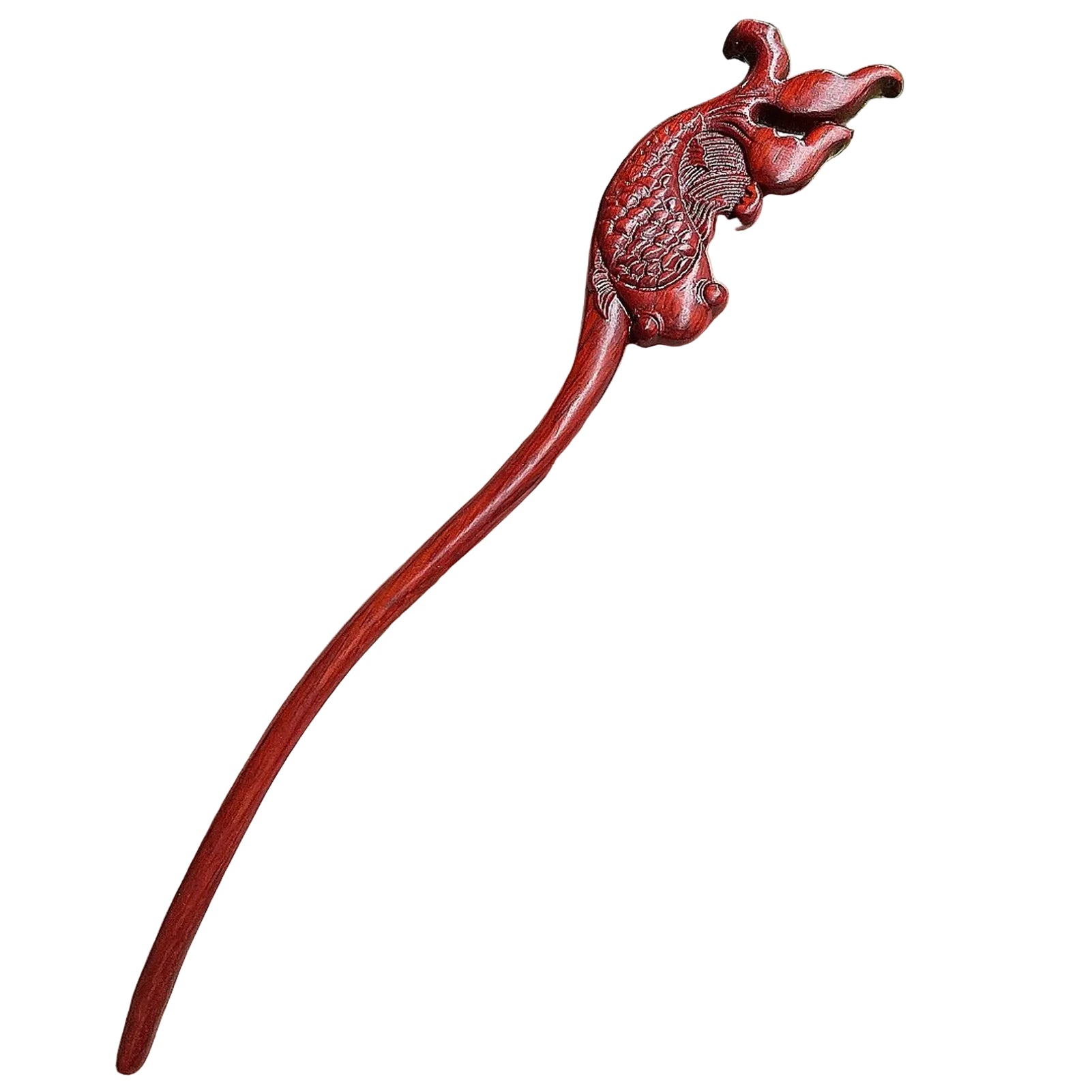 Pic à Cheveux en Bois Sculpté – Style Chinois, Fait Main & Élégant
