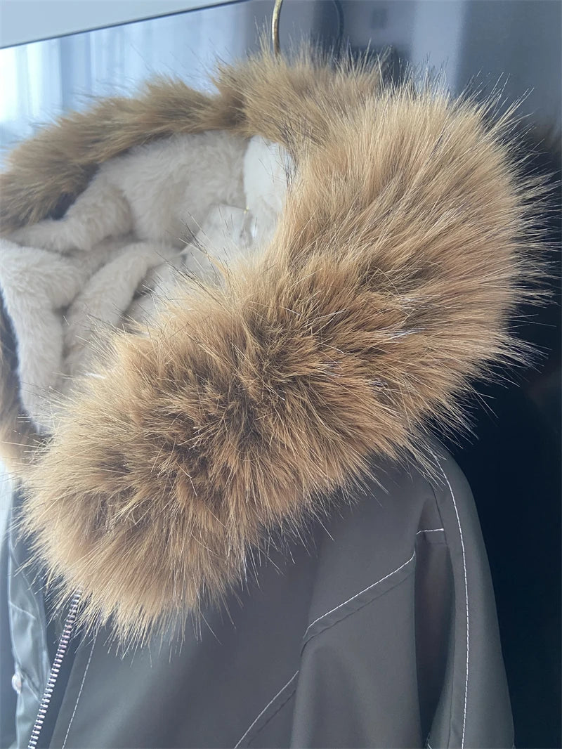 Parka d’hiver à capuche avec col en fausse fourrure – style Y2K streetwear