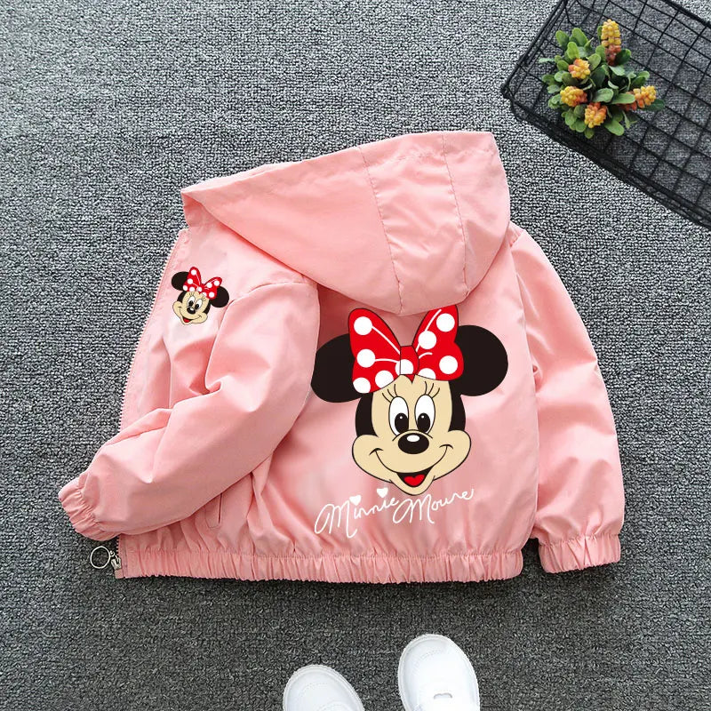 Autumn Baby Girls Cartoon Jacket Kids Minnie Mickey Mouse Coats Spring Fashion Frozen Elsa Hooded Windbreaker Clothing Outerwear - Vestico