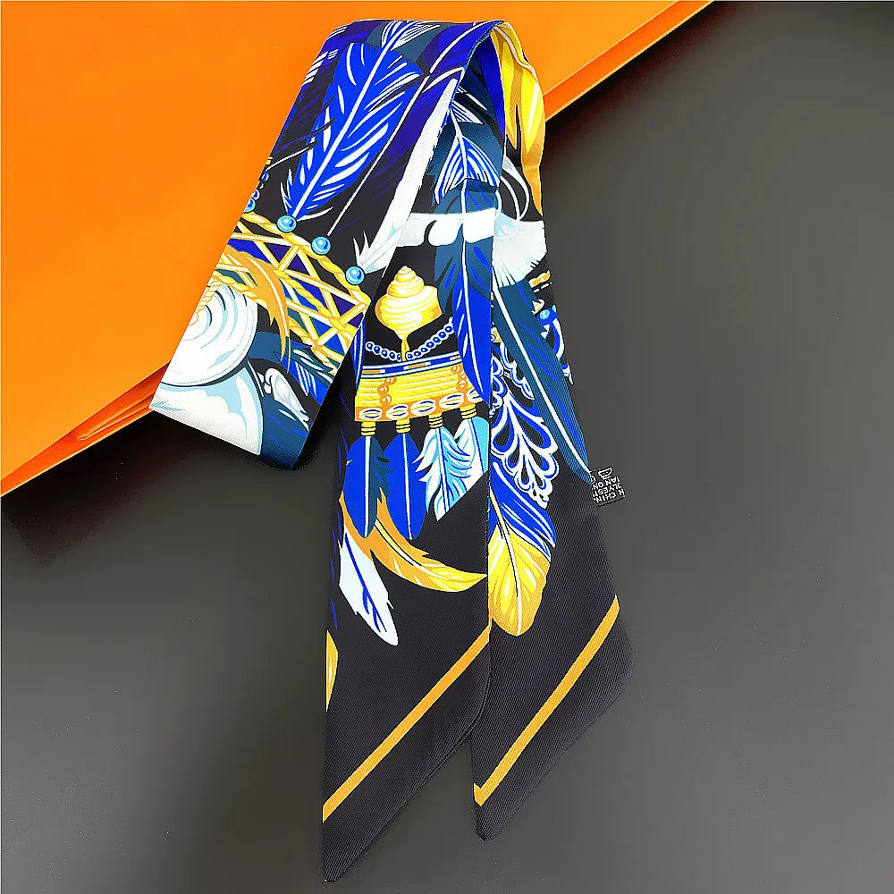 Foulard Femme Imprimé – Écharpe Fine en Soie, Accessoire pour Sac & Cheveux - Vestico