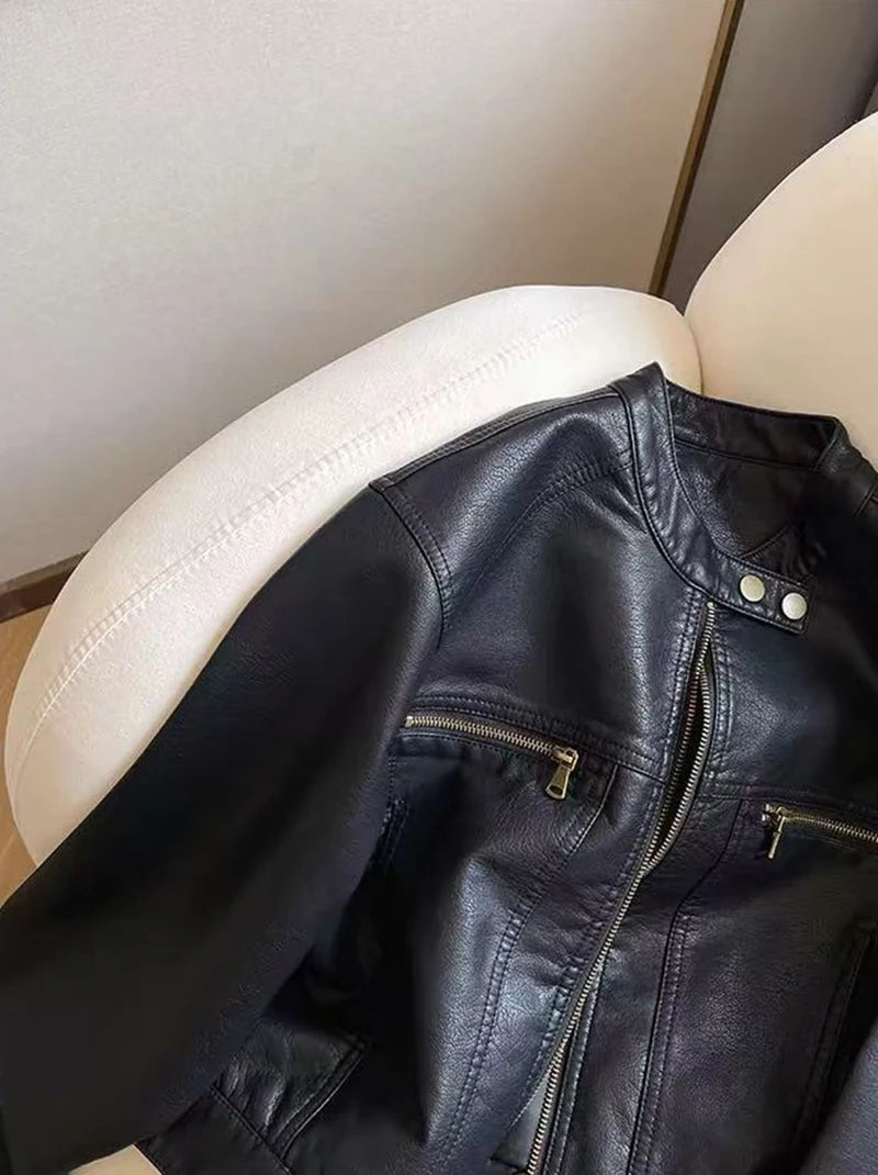 Veste Crop Simili cuir Femme – Style Y2K - Vestico