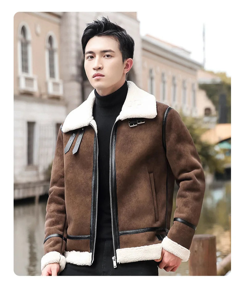 Veste Homme en Similicuir – Style Coréen Slim avec Col Fourrure - Vestico