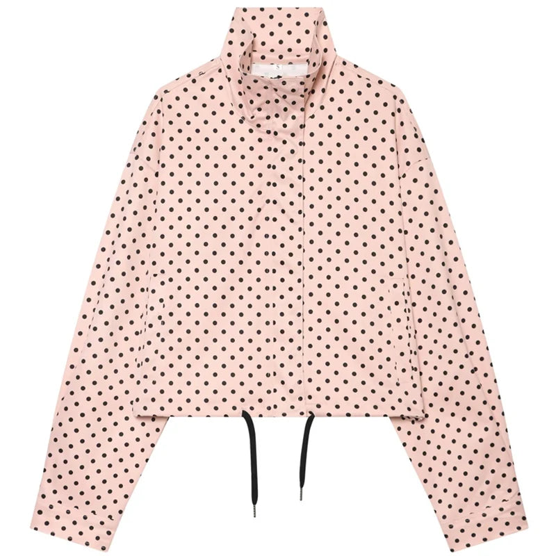 Veste bomber femme à pois – Coupe oversize, col montant & style streetwear