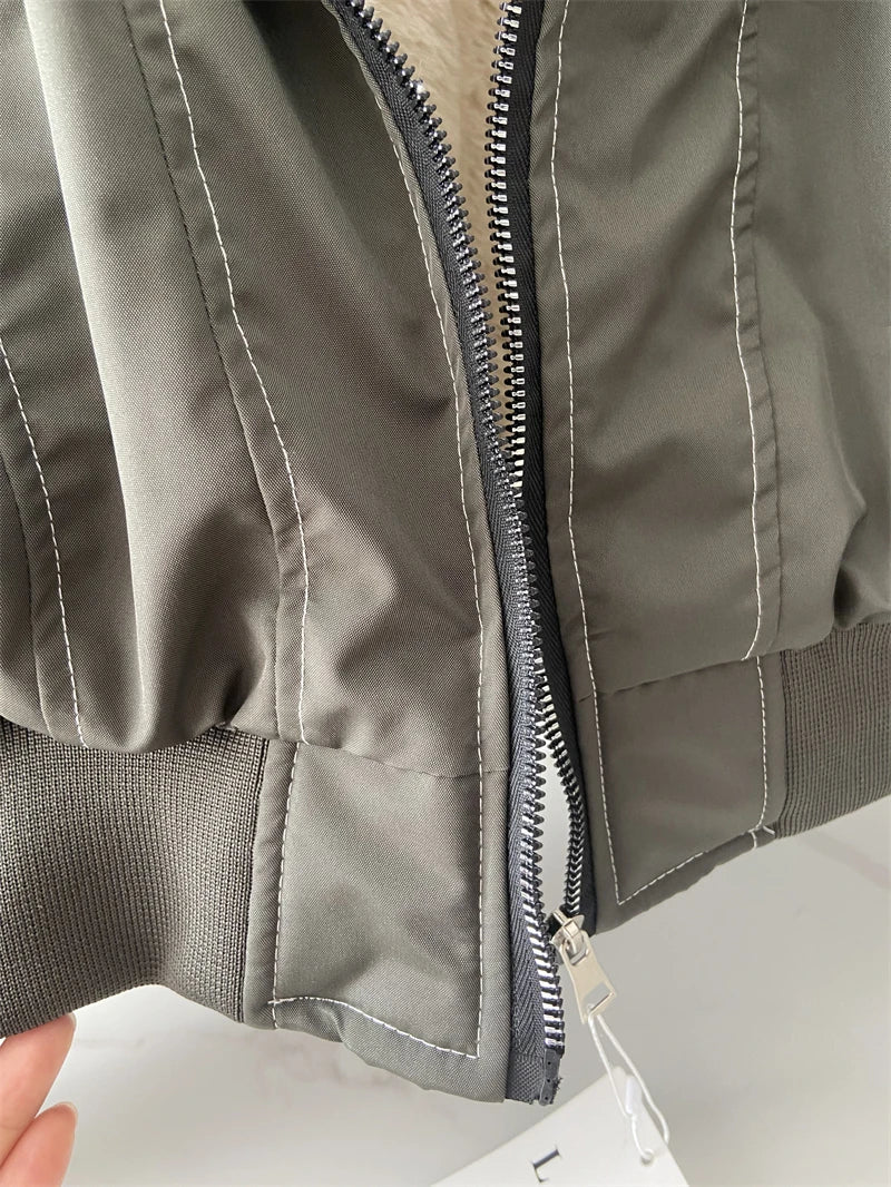 Parka d’hiver à capuche avec col en fausse fourrure – style Y2K streetwear