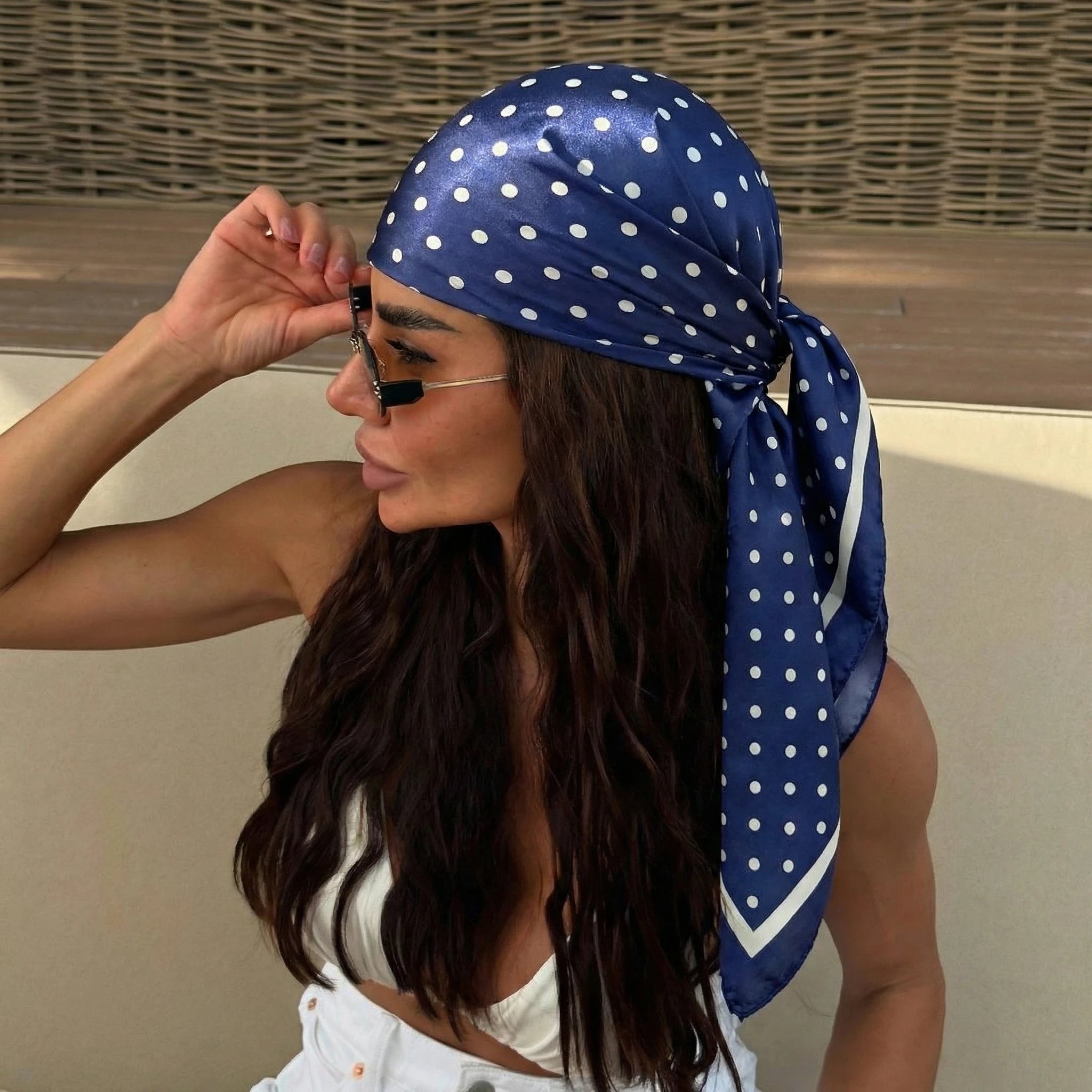 2026 Dot Print Square Scarf For Women Silk Shawl Neckerchief Female Hair Bands Head Wraps Headband Foulard Satin Hijab Bandana - Vestico