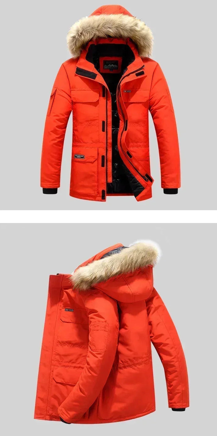 Veste d’Hiver Homme Épaisse -30°C | Parka à Capuche en Fausse Fourrure Imperméable et Coupe-Vent