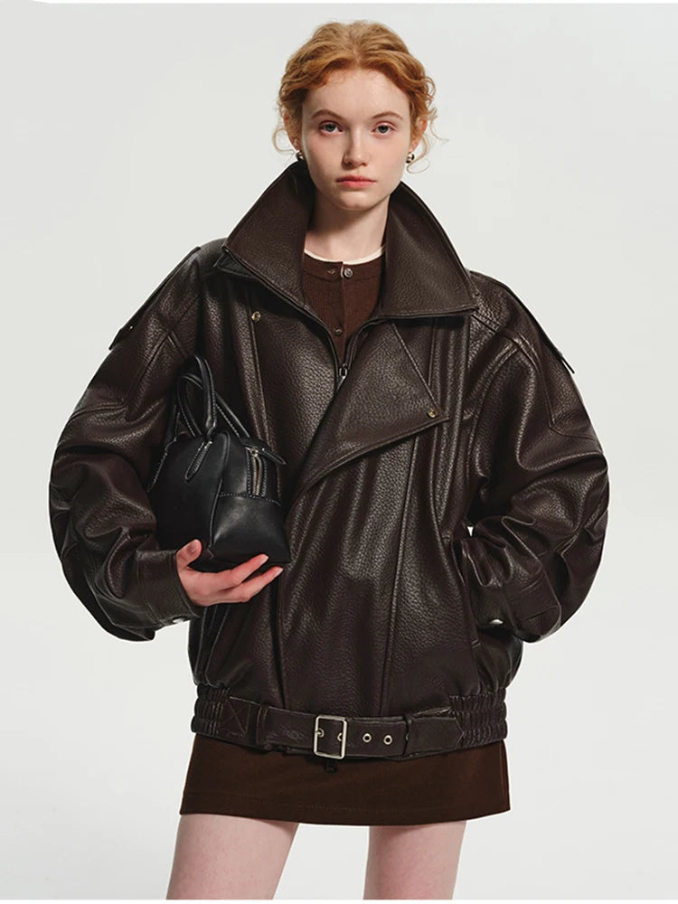 Veste Oversize Femme – Simili Cuir Rétro - Vestico