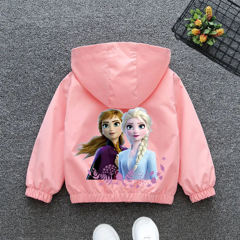 Autumn Baby Girls Cartoon Jacket Kids Minnie Mickey Mouse Coats Spring Fashion Frozen Elsa Hooded Windbreaker Clothing Outerwear - Vestico