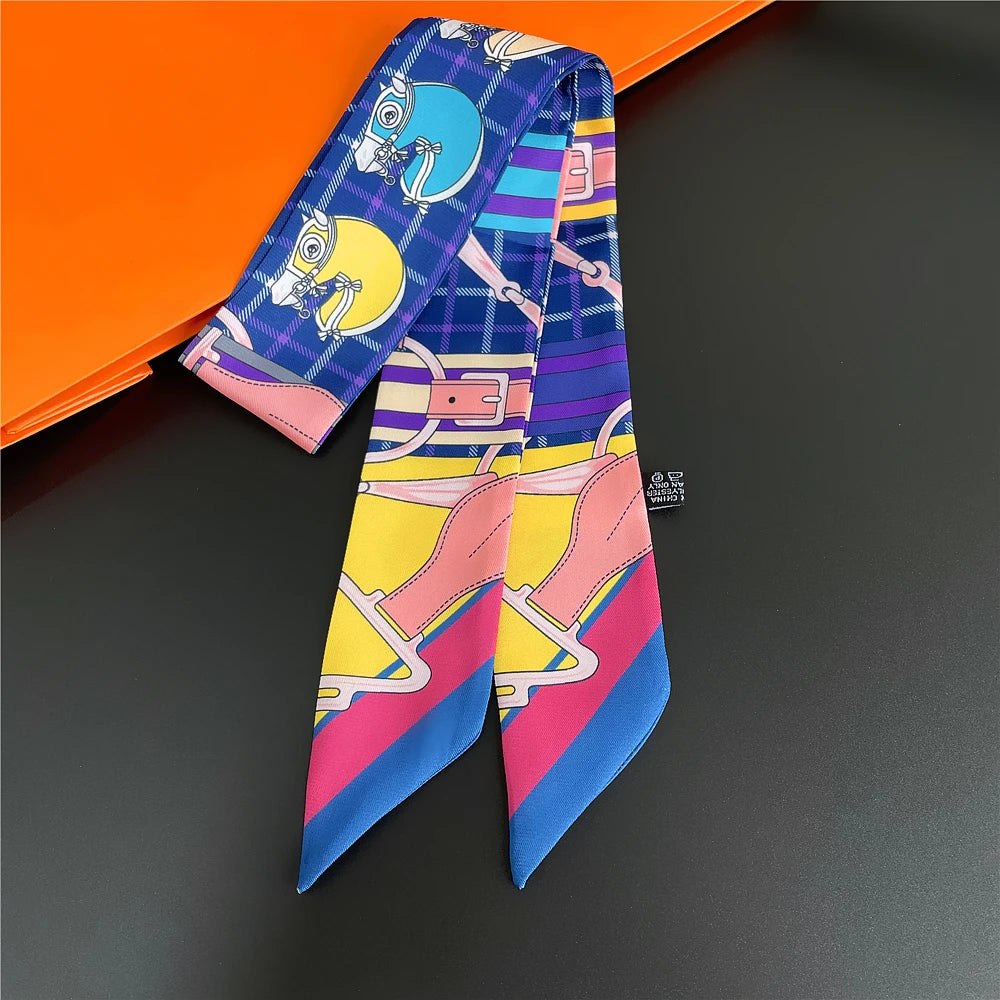 Foulard Femme Imprimé – Écharpe Fine en Soie, Accessoire pour Sac & Cheveux - Vestico