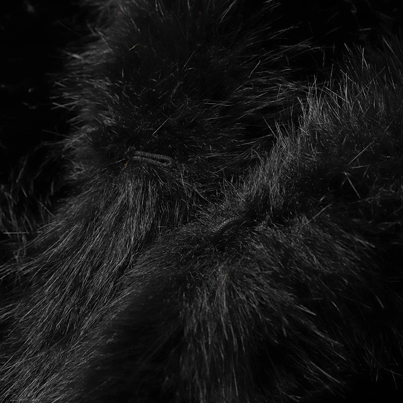 Manteau Court Femme en Fausse Fourrure – Col Châle Vintage Style Streetwear