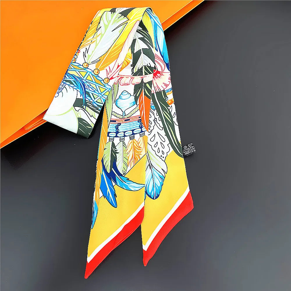 Foulard Femme Imprimé – Écharpe Fine en Soie, Accessoire pour Sac & Cheveux - Vestico