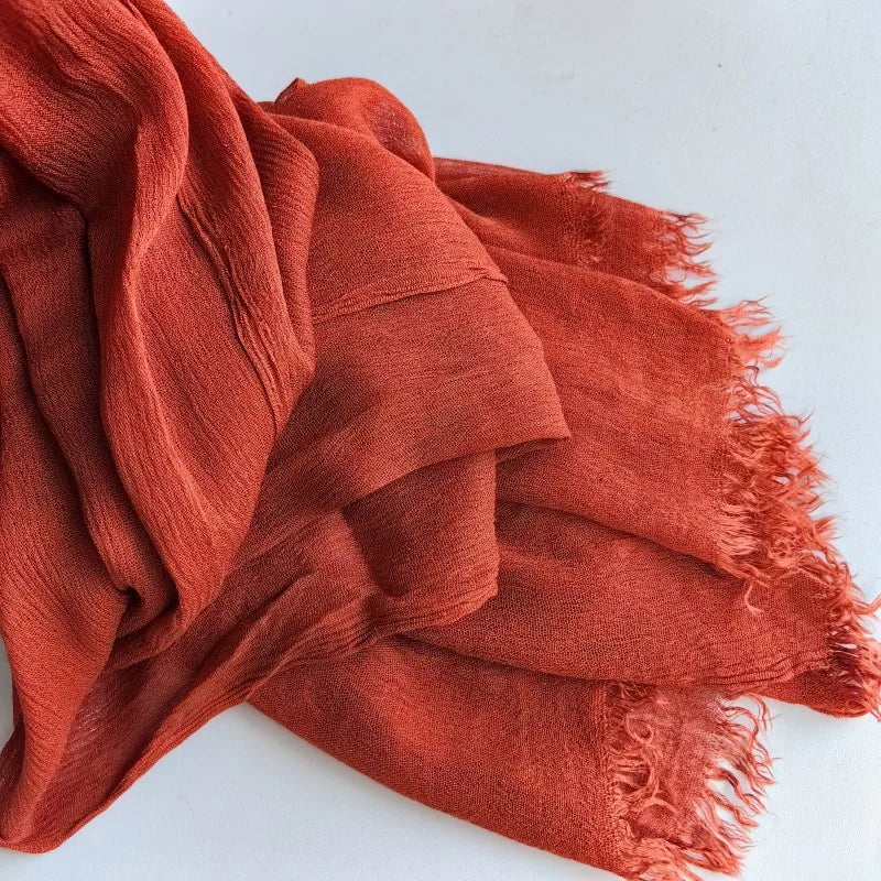 61 Colors Soft Cotton Viscose Scarf Rayon Material Muslim Hijab Mid Eastern Plain Solid Color Headscarf With Tassel - Vestico