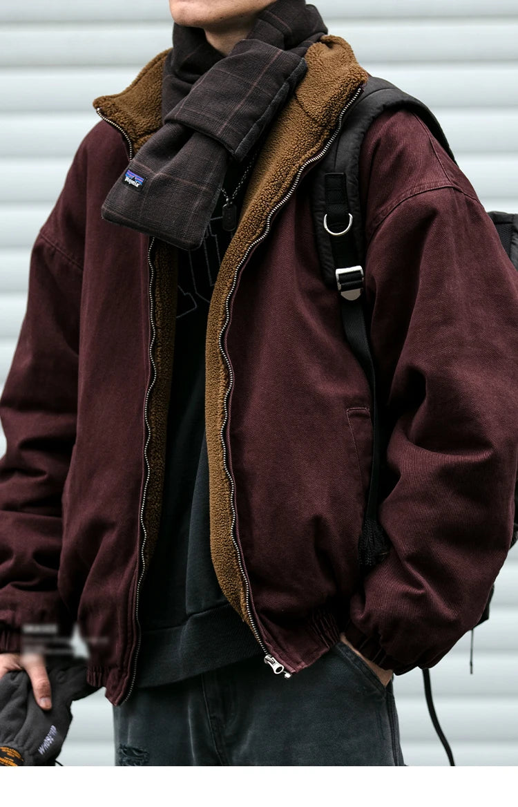 Veste Polaire Japonaise Vintage Homme – Épaisse et Chaude, Style Coréen Streetwear Décontracté - Vestico