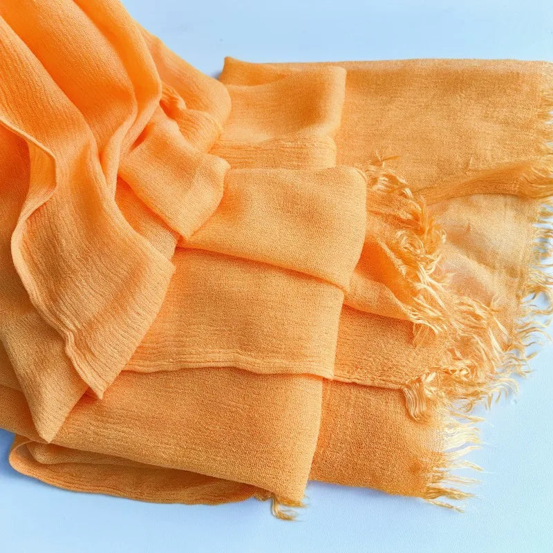 61 Colors Soft Cotton Viscose Scarf Rayon Material Muslim Hijab Mid Eastern Plain Solid Color Headscarf With Tassel - Vestico