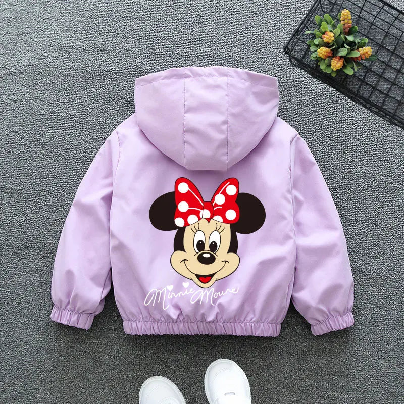 Autumn Baby Girls Cartoon Jacket Kids Minnie Mickey Mouse Coats Spring Fashion Frozen Elsa Hooded Windbreaker Clothing Outerwear - Vestico