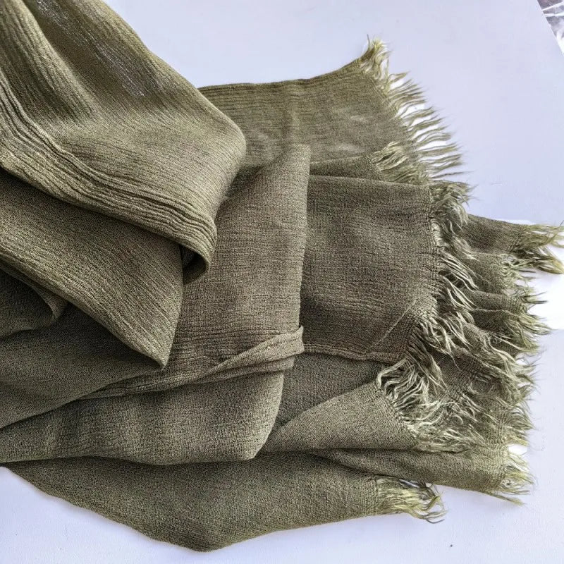 61 Colors Soft Cotton Viscose Scarf Rayon Material Muslim Hijab Mid Eastern Plain Solid Color Headscarf With Tassel - Vestico