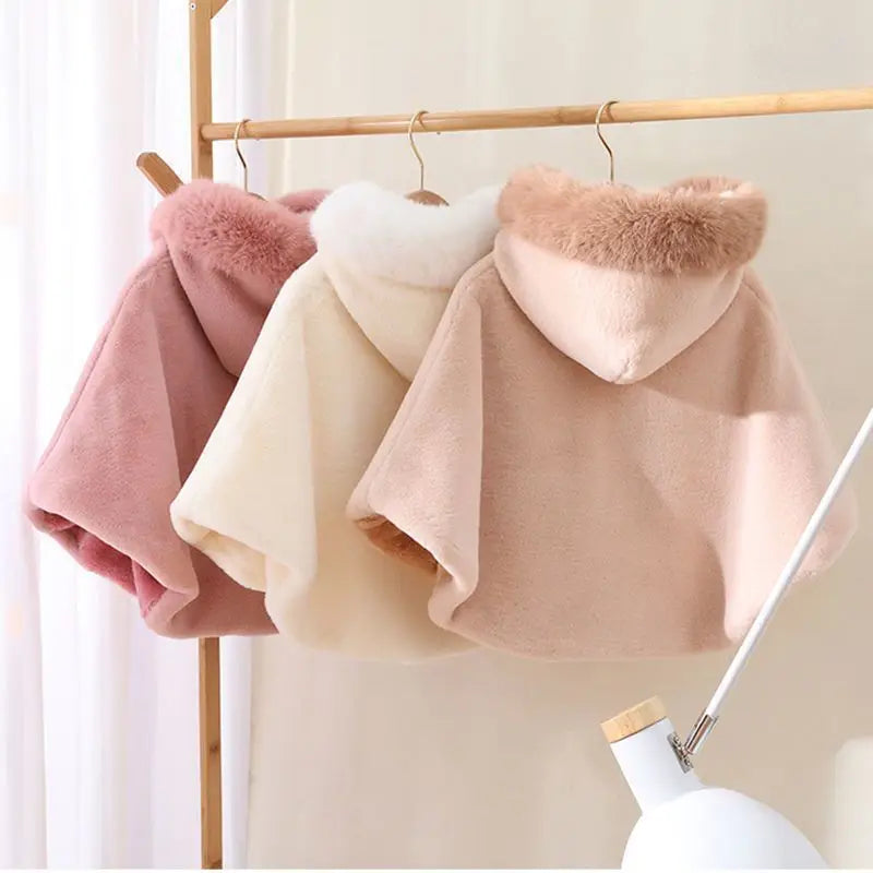 Baby Girl Cloak Faux Fur Winter Infant Toddler Child Princess Hooded Cape Fur Collar Baby Outwear Top Warm Clothes 1-7 Years Old - Vestico