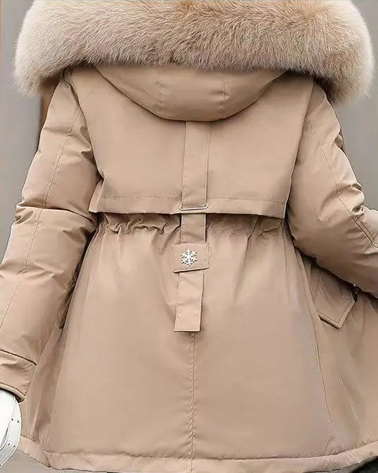 Manteau d’Hiver à Capuche en Coton Épais, Col en Fourrure, Style Coréen Décontracté